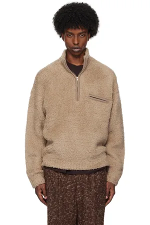 Auralee Merino Wool Boa Knit Half Zip Sweater