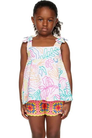 Marc Jacobs Kids White Embroidered Tank Top