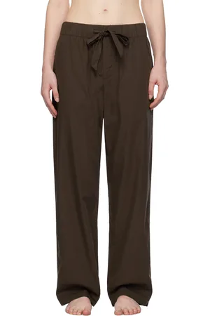 Tekla Brown Poplin Pyjama Pants