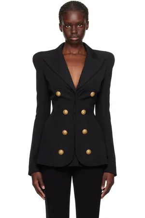 Balmain Black Peaked Lapel Blazer