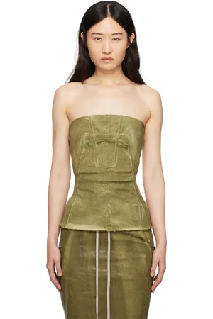 Rick Owens Green Porterville Bustier Denim Top