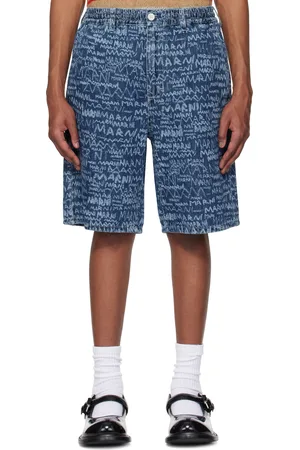 Marni Blue Bleached Lasered Denim Shorts