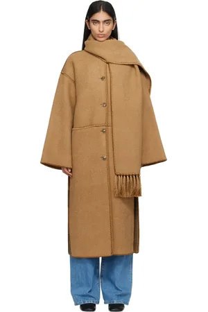 Totême Tan Embroidered Scarf Coat