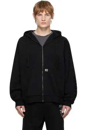 Izzue Black Quilted Back Zip-Up Hoodie