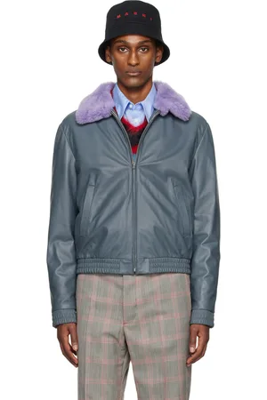Marni Gray Contrast Leather Jacket