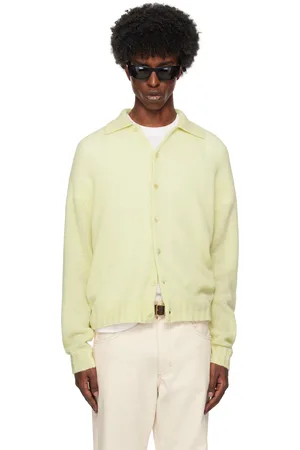 Auralee Yellow Shetland Wool Cashmere Knit Cardigan