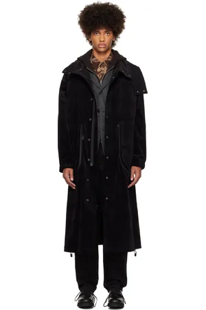 YOHJI YAMAMOTO Black M-Velvet Hooded Coat