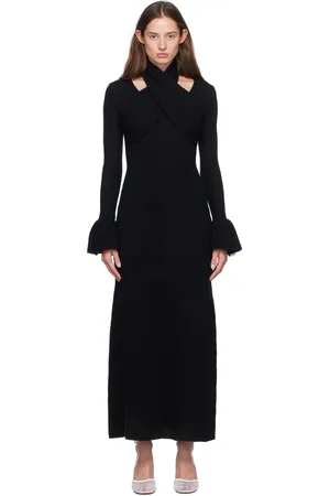 Rokh Black Cross Knitted Maxi Dress