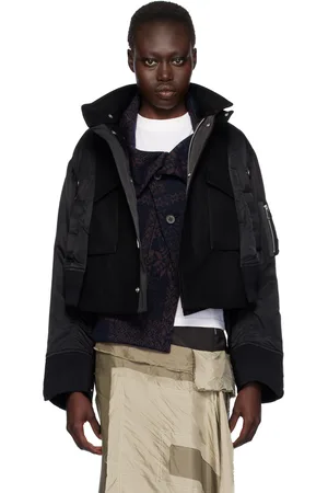 SACAI Black Paneled Bomber Jacket