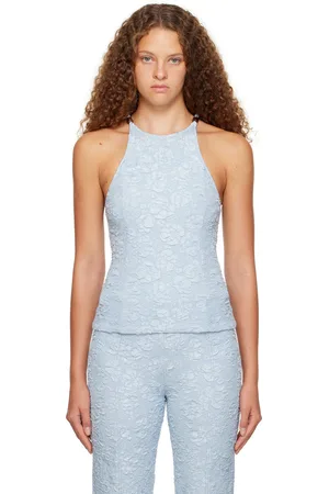 Ganni Blue Jacquard Tank Top