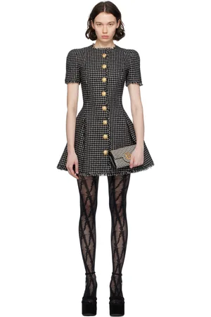 Balmain Black & White Pleated Minidress