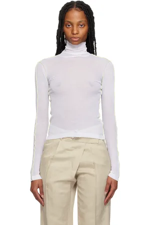 Helmut Lang White Sheer Turtleneck