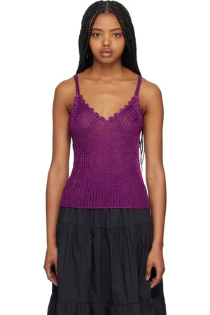 Ganni Purple V-Neck Tank Top
