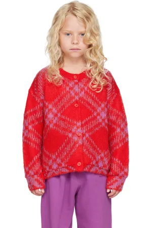 Burberry Kids Red Check Cardigan