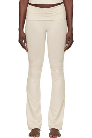SKIMS Beige Cotton Jersey Foldover Lounge Pants