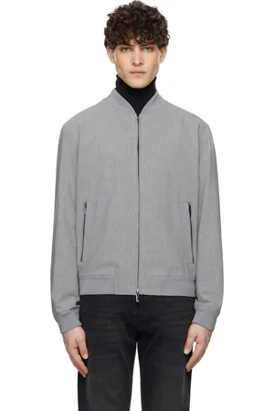 HUGO BOSS Gray Slim-Fit Bomber Jacket