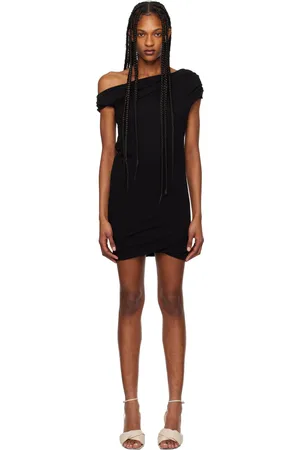 Msgm Black Off-The-Shoulder Minidress