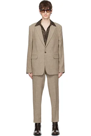 DRIES VAN NOTEN Tan Houndstooth Suit