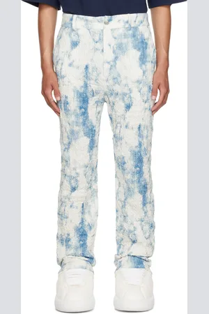 Feng Chen Wang White & Blue Printed Trousers