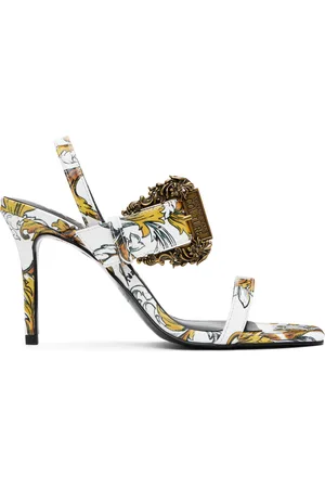 VERSACE White Logo Couture Emily Slingback Heeled Sandals