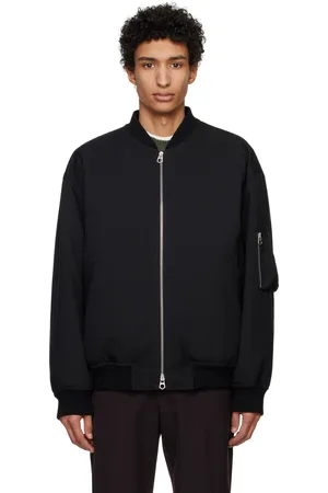 Jil Sander Black Padded Bomber Jacket