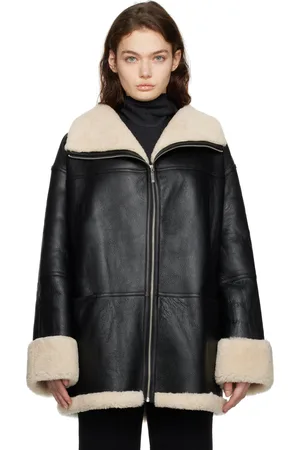 Totême Black & Off-White Signature Shearling Jacket
