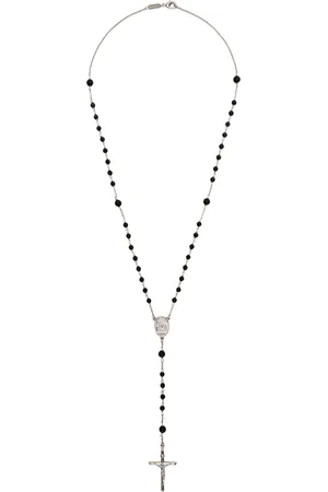 Dolce & Gabbana Silver & Black Rosary Necklace