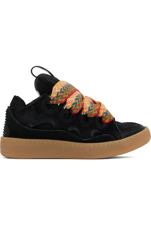 Lanvin Black Leather Curb Sneakers