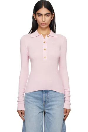 Ganni Pink Button Placket Polo