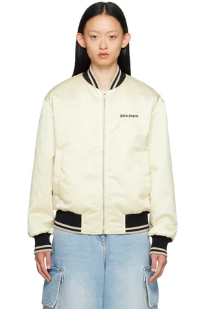Palm Angels Beige Embroidered Bomber Jacket