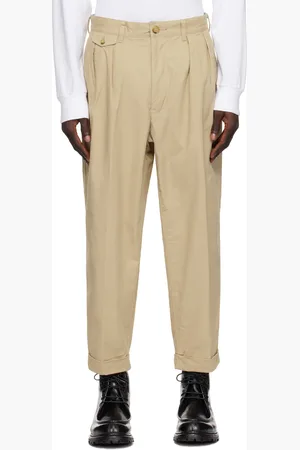 Beams Beige 2 Pleats Twill Trousers