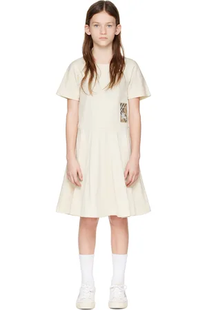 Burberry Kids Beige Check Label Cotton Dress