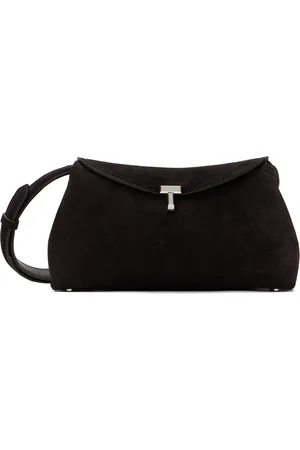 Totême Brown T-Lock Suede Clutch