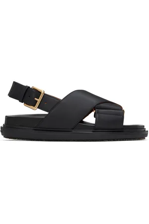 Marni Black Leather Fussbett Sandals