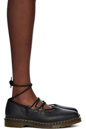 Dr. Martens Black Elphie II Virginia Leather Ballet Loafers