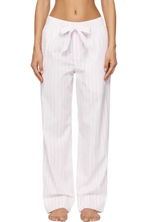Tekla White & Pink Poplin Pyjama Pants