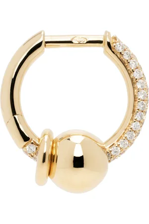 Rainbow K Gold Mini Piercing Diamonds Hoop Single Earring