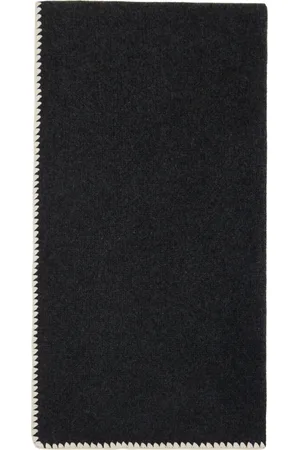 Totême Gray Embroidered Wool Cashmere Scarf