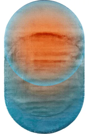 POLSPOTTEN Blue & Red Oval Optical Rug