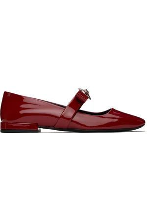 VERSACE Red Gianni Ribbon Patent Ballerina Flats