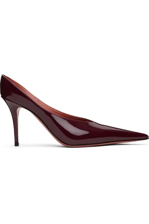 Amina Muaddi Burgundy Anok Heels