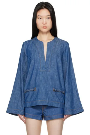 ZIMMERMANN Blue Wylie Denim Tunic Blouse