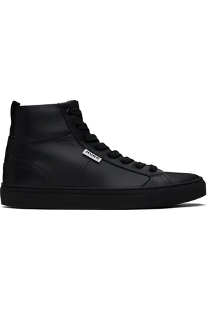 HUGO BOSS Black Grained Faux-Leather High-Top Sneakers