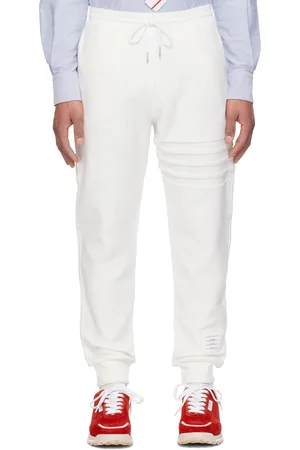Thom Browne White 4-Bar Reverse Loopback Lounge Pants