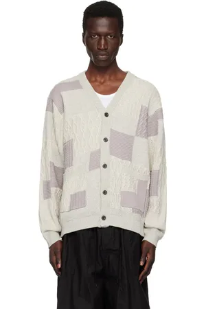 Beams Gray Patchwork Cardigan