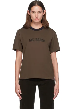 Ami Brown Printed Logo T-Shirt