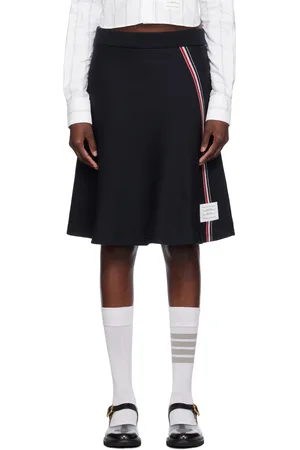 Thom Browne Navy Flare Midi Skirt