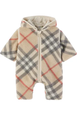 Burberry Baby Beige Check Fleece Jumpsuit