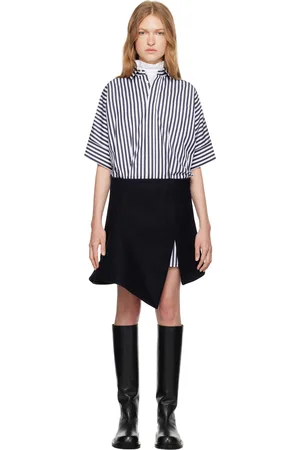 SACAI Navy Striped Paneled Mini Dress