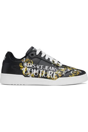 VERSACE Black & Gold Outline Barocco Brooklyn Sneakers